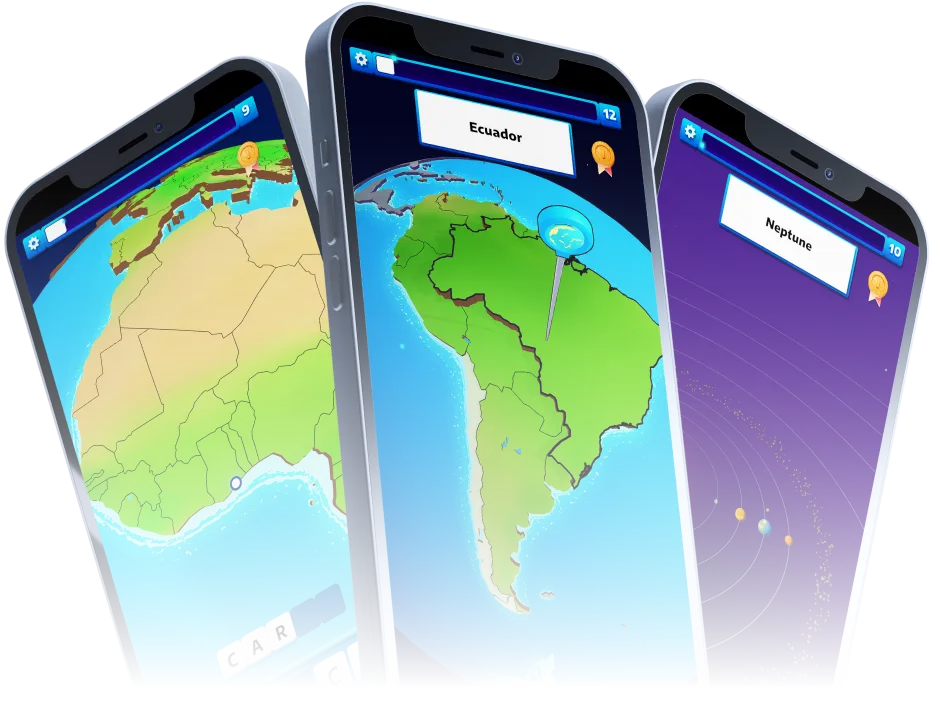 Jordglobe em três telefones